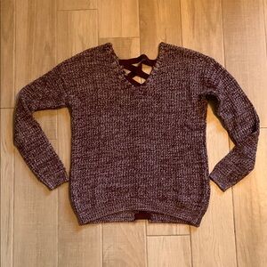 SO V-Neck Sweater with Crisscross Detail - Women’s Small